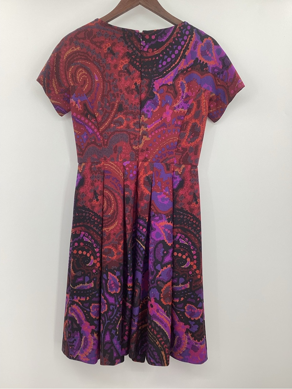 Donna Morgan Red & Purple Paisley Fit-and-Flare Dress - Picture 2 of 9